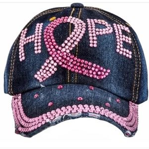 NWT Pink Bling HOPE Adjustable Baseball Style Cap with Breast Cancer Ribbon!